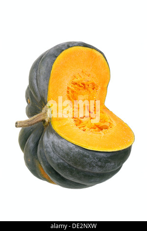 Squash or pumpkin, Muscade de Provence, Muscat de Provence pumpkin, cut with pulp and seeds Stock Photo