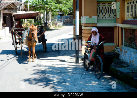 a horse and cart dokar a traditional inexpensive means of transport in indonesia Stock Photo