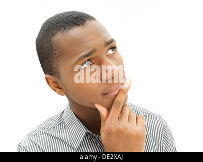 African-American man, young American, pensive face, sceptical Stock Photo