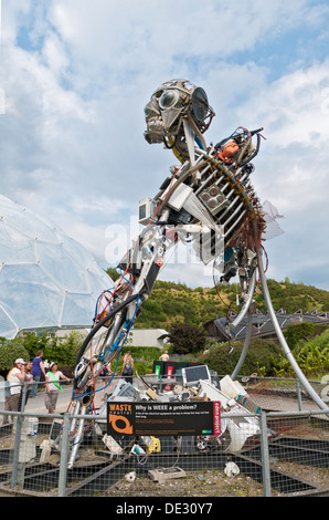 Great Britain, England, Cornwall, St. Austell, Eden Project, WEEE Man Sculpture, Waste Electronic and Electrical Equipment Stock Photo