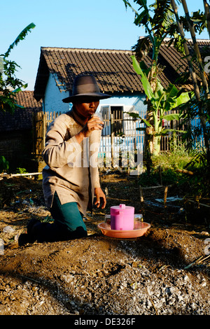 drinking tea before digging footings and foundations for a new house ...