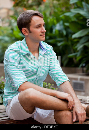 Young Caucasian man in contemplation Stock Photo