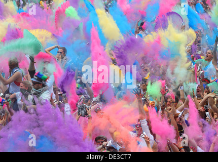 Berlin, Germany, Powder Paint Battle of the Indian Holi festival Stock Photo