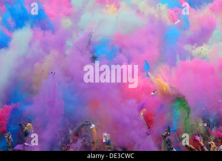 Berlin, Germany, Powder Paint Battle of the Indian Holi festival Stock Photo