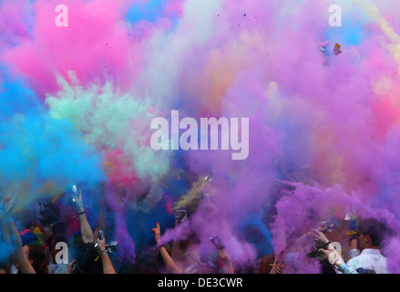 Berlin, Germany, Powder Paint Battle of the Indian Holi festival Stock Photo