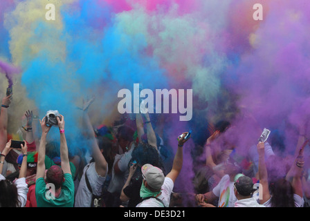 Berlin, Germany, Powder Paint Battle of the Indian Holi festival Stock Photo