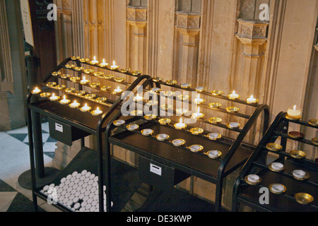Candle racks in the Cathedral Church of Christ and the Blessed Virgin Mary in Worcester, England, UK Stock Photo
