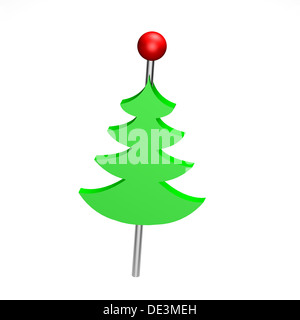 Christmas tree push pins isolated on white background Stock Photo