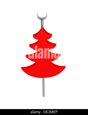 Christmas tree push pins isolated on white background Stock Photo