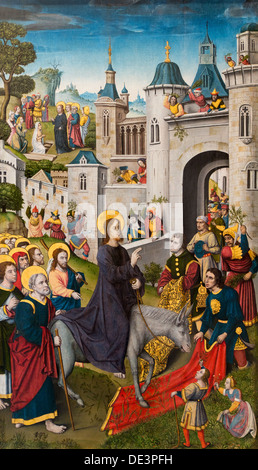 16th century  -  The entrance of Jesus Christ into Jerusalem, around 1500 - Master of the Monogram A.H. Stock Photo