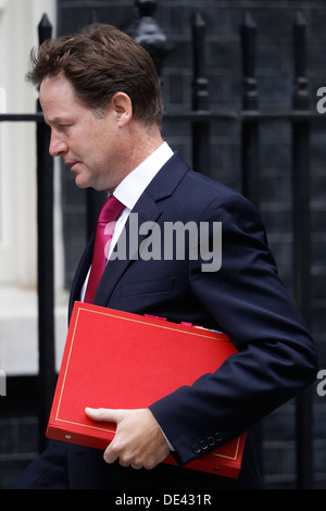 Nick Clegg MP Deputy Prime Minister and Lord President of the Council attends the weekly cabinet meeting at No:10 Downing Street Stock Photo