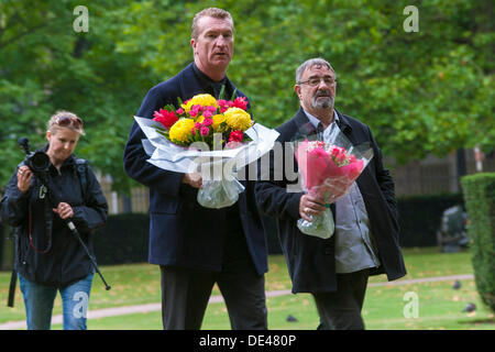 Grosvenor Square, London, UK. 11th Sep, 2013. EDL co-leader Kevin Carroll arrives at the 9/11 memorial in Grosvenor Square, London on the anniversary of the terrorist attacks on America. Credit:  Paul Davey/Alamy Live News Stock Photo