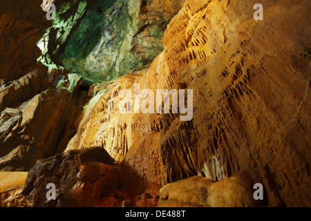 Detail of Rock Formations in Gough's Cave. Cheddar Gorge Caves. Somerset. England. UK. Stock Photo