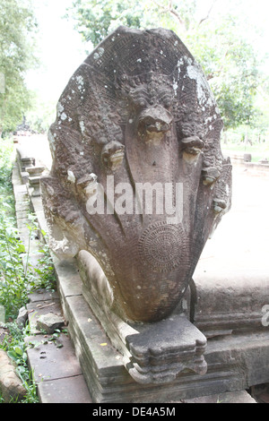 Beng Mealea Temple (Hindu and Buddhist), Angkor, Siem Reap, Cambodia. Temple in ruins with brush and vegetation. Stock Photo