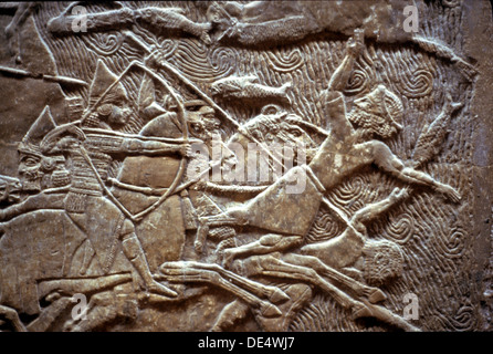 Ashurbanipal at the Battle of Til-Tuba, 650-620 BC. Artist: Assyrian Art Stock Photo