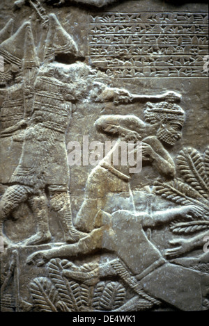 Ashurbanipal at the Battle of Til-Tuba, 650-620 BC. Artist: Assyrian Art Stock Photo