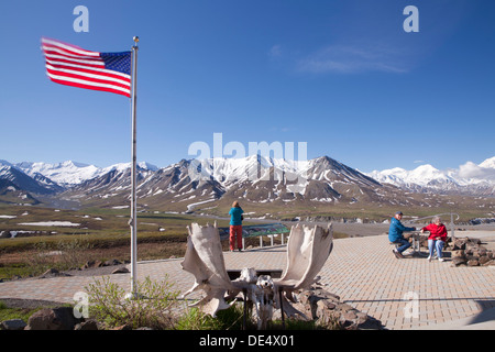 View of McKinley or Denali mount from Eielson Visitor Center, Denali National Park and Preserve, Alaska, U.S.A. Stock Photo