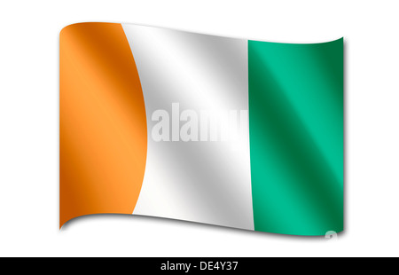 Flag of Cote d'Ivoire, Ivory Coast Stock Photo
