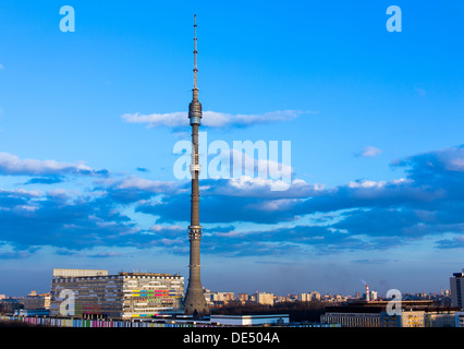 Moscow Ostankino Tele Tower evening Stock Photo