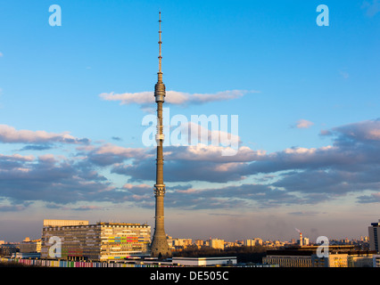 Moscow Ostankino Tele Tower evening Stock Photo