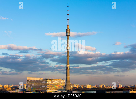 Moscow Ostankino Tele Tower evening Stock Photo