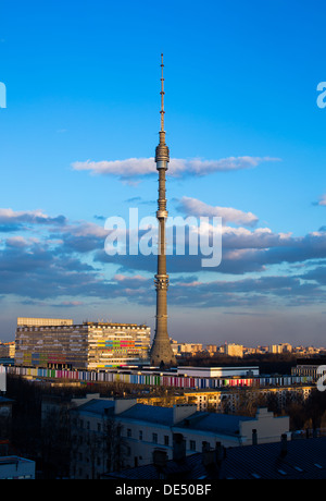 Moscow Ostankino Tele Tower evening Stock Photo