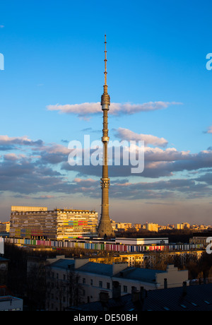 Moscow Ostankino Tele Tower evening Stock Photo