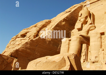 Statue near the entrance to Abu Simbel temple in Egypt Stock Photo