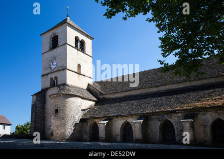 The parish church in Chateau-chalon, Jura region of France. Stock Photo