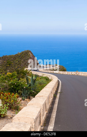 Winding mountain road in the Anaga Mountains near the village of Taganana, Azano, Almáciga, Tenerife, Canary Islands, Spain Stock Photo