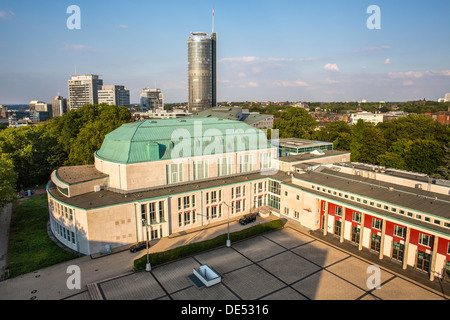 Overview of cultural quarter, Philharmonie, concert hall and Aalto building, opera house, of Esse, Germany. Skyline of the city. Stock Photo