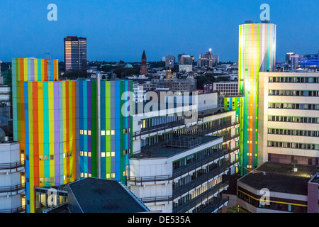 Skyline of Essen, Germany, at dusk. University buildings in front. Stock Photo