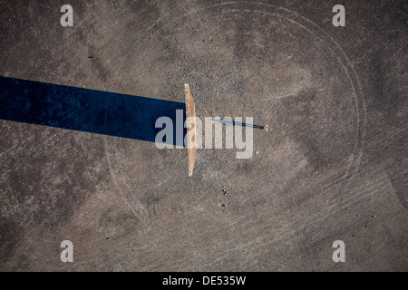 Sculpture 'Bramme' on an artificial hill, a stockpile. 20 Meters high steel slab. Essen, Germany. Stock Photo