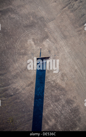 Sculpture 'Bramme' on an artificial hill, a stockpile. 20 Meters high steel slab. Essen, Germany. Stock Photo