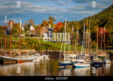 Autumn morning in the Camden harbor, Camden Maine, USA Stock Photo