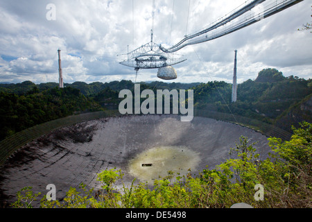 Wide view of the National Astronomy and Ionosphere Center Arecibo Observatory home of the largest radio telescope on Earth February 20, 2013 in Arecibo, Puerto Rico. Stock Photo