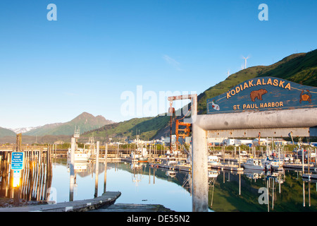 Harbor of the City of Kodiak, Kodiak Island, Alaska, U.S.A. Stock Photo