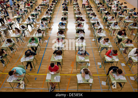Students seen during a degree examination in Spain Stock Photo