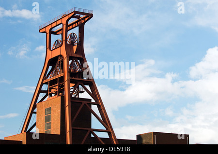 Zollverein Coal Mine Industrial Complex. Winding tower of Shaft 12. Famous symbol of Essen, and the Ruhrgebiet, Germany Stock Photo