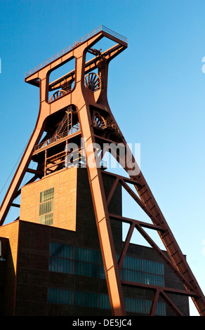 Zollverein Coal Mine Industrial Complex. Winding tower of Shaft 12. Famous symbol of Essen, and the Ruhrgebiet, Germany Stock Photo