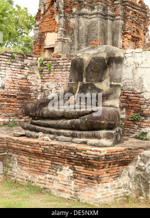 damage buddha statue in wat mahathat temple, Ayutthaya. Thailand Stock Photo