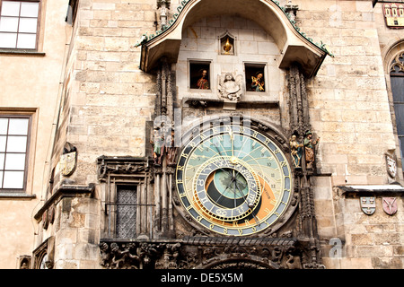 Famous astronomical clock at the Old Town square in Prague, Czech Republic, Europe Stock Photo