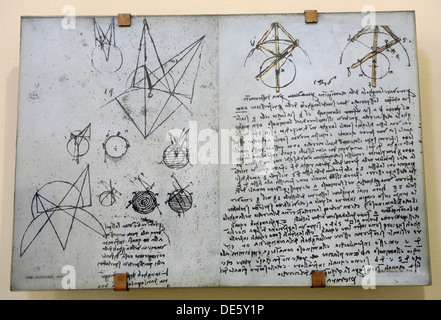 Alhazen's problem from Atlantic Codex (Codex Atlanticus) by Leonardo da Vinci. Stock Photo