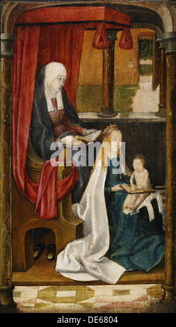 Madonna Teaching the Infant Christ Reading, 1480. Artist: Master of St. Gudule (active End of 15th cen.) Stock Photo