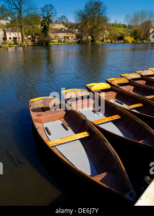 Rowing boats for hire at Riverside Gardens on the River Derwent Belper Derbyshire England UK Stock Photo