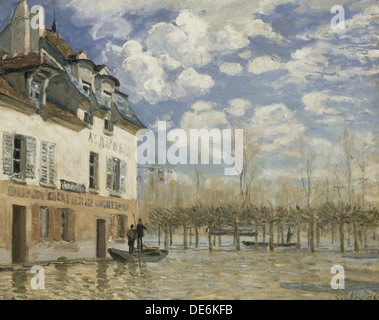 Boat in the Flood at Port Marly, c. 1876. Artist: Sisley, Alfred (1839-1899) Stock Photo