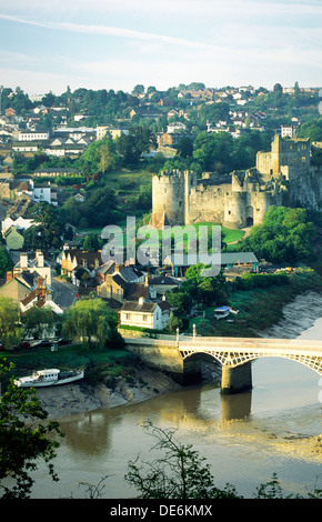 Chepstow Castle and town on the River Wye, Gwent, on the border between England and Wales, UK Stock Photo