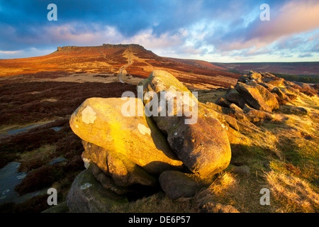 Higger Tor from Carl Wark Iron Age Hillfort, Hathersage, Peak District, South Yorkshire Derbyshire border, UK. Stock Photo