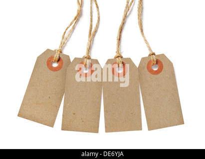Brown tags isolated on white background Stock Photo