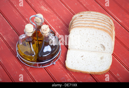 Sliced bread with oil and vinegar Stock Photo